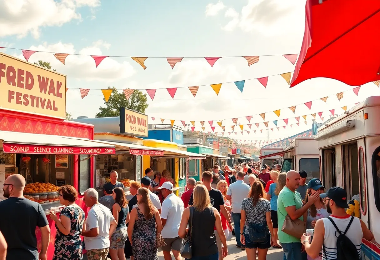 Food truck festival in Arizona with various food trucks.
