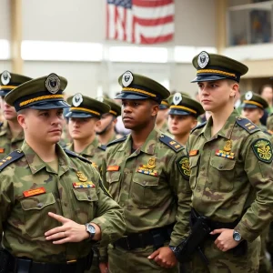 Arizona National Guard soldiers at a deployment ceremony