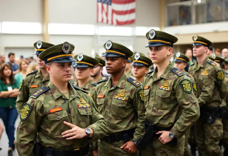 Arizona National Guard soldiers at a deployment ceremony
