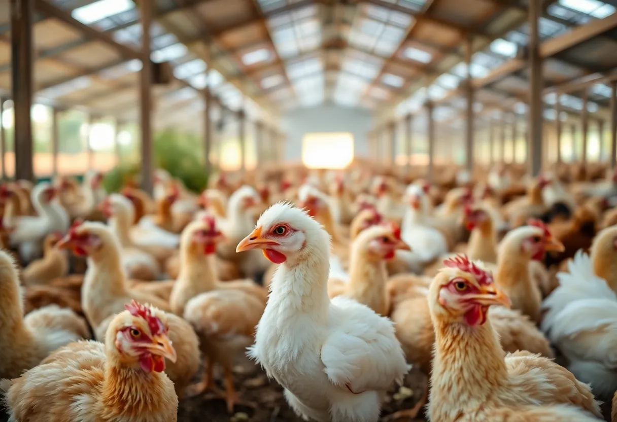 Poultry farm in Arizona with biosecurity measures in place