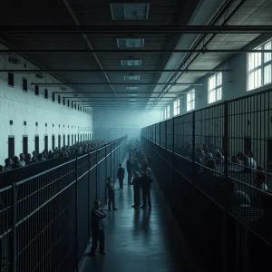 Overcrowded Arizona prison showcasing heightened security measures.