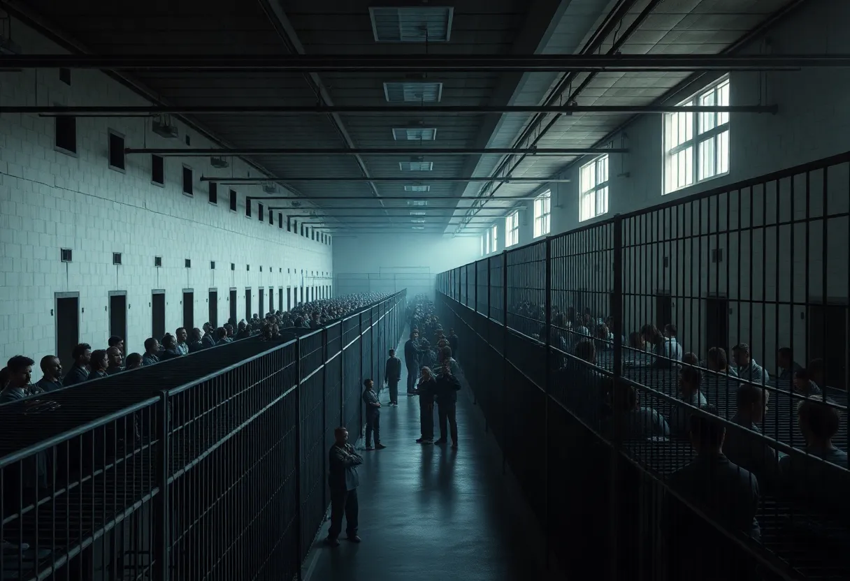 Overcrowded Arizona prison showcasing heightened security measures.