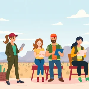 Illustration of small business owners using digital resources in Arizona