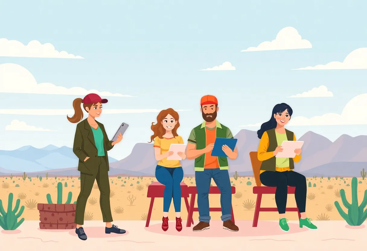 Illustration of small business owners using digital resources in Arizona