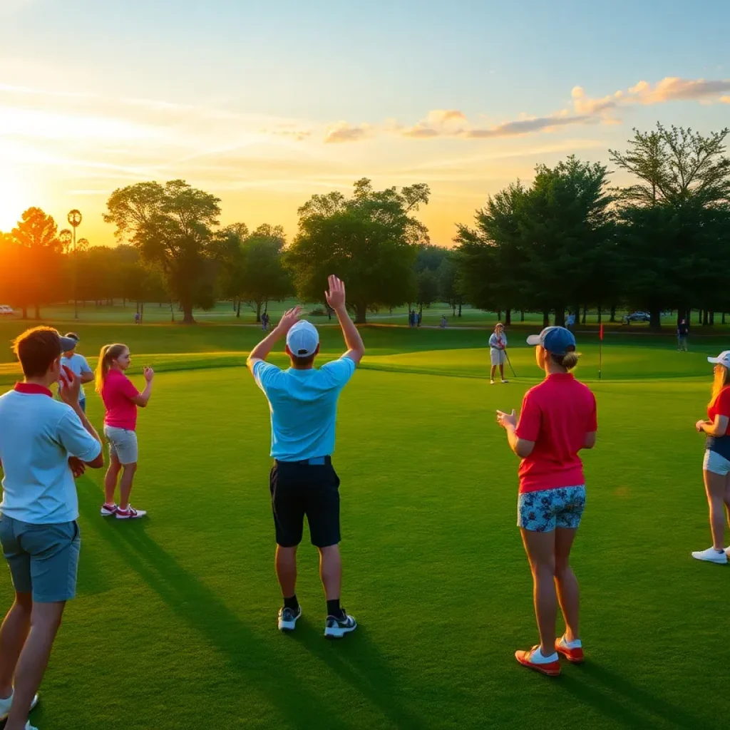 ASU golf team practicing on a vibrant course