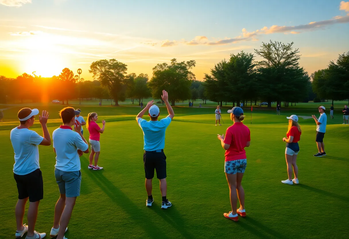 ASU golf team practicing on a vibrant course