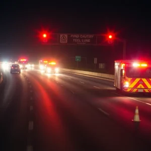 Emergency response vehicles at the scene of a crash on Loop 202 in Chandler