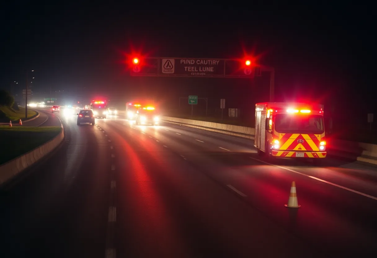 Emergency response vehicles at the scene of a crash on Loop 202 in Chandler
