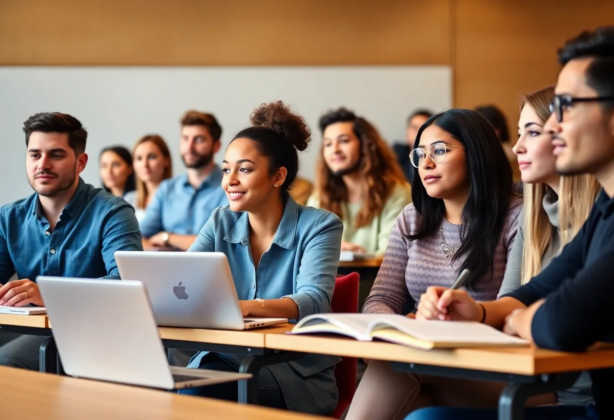 Students engaging in a classroom setting focused on associate degree programs