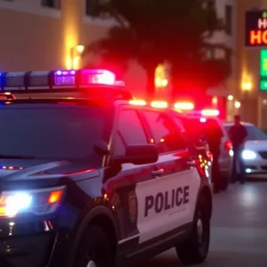 Police vehicle responding to hotel robbery arrest in Phoenix