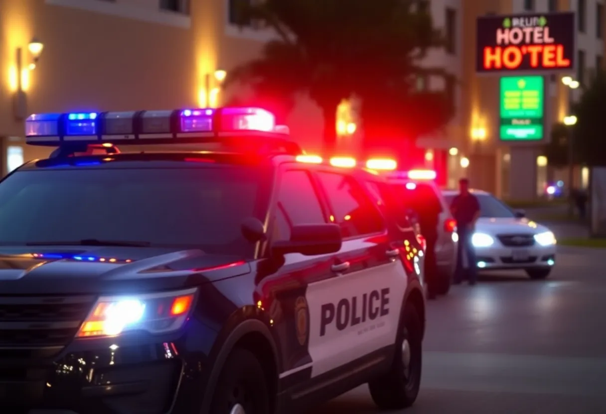Police vehicle responding to hotel robbery arrest in Phoenix