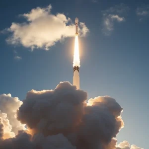 Falcon 9 rocket launching from Vandenberg Space Force Base