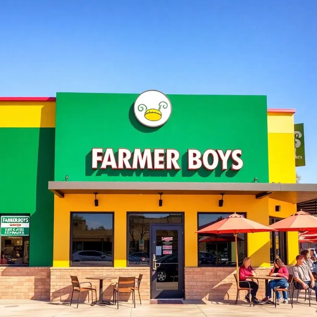 Exterior view of Farmer Boys restaurant in Gilbert, Arizona