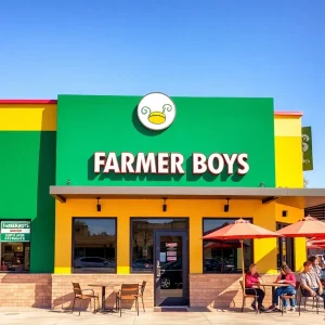 Exterior view of Farmer Boys restaurant in Gilbert, Arizona