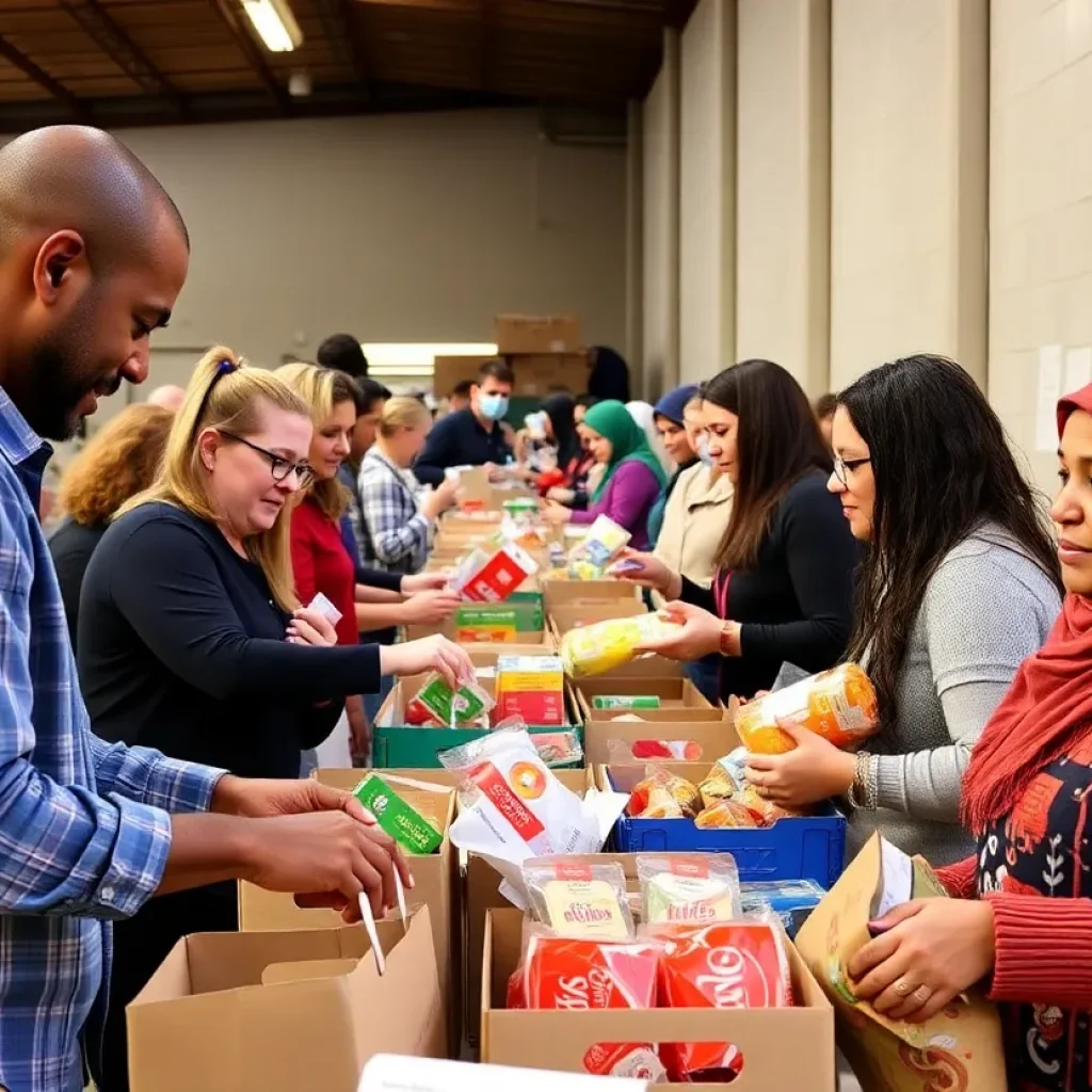 Volunteers distributing food at St. Mary’s Food Bank in Phoenix