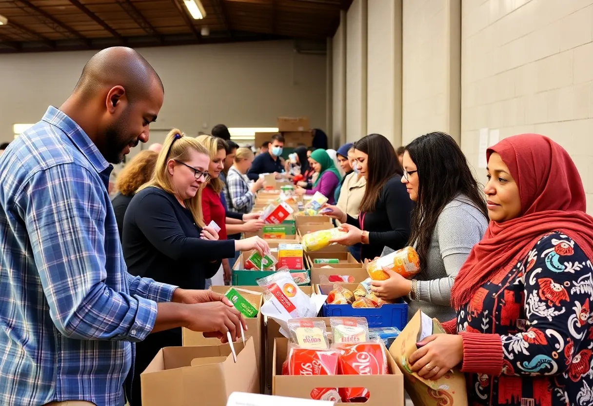 Volunteers distributing food at St. Mary’s Food Bank in Phoenix