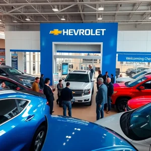 Exterior view of Gateway Chevrolet dealership with cars on display