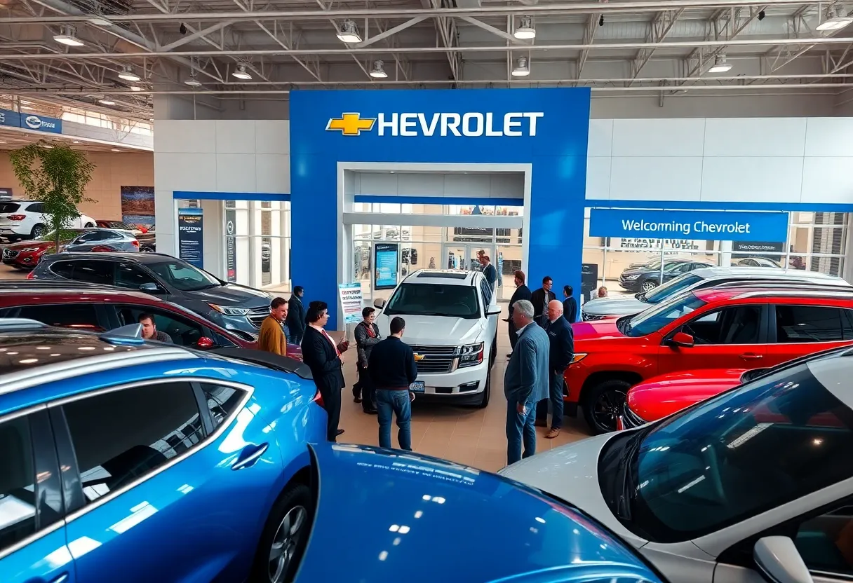 Exterior view of Gateway Chevrolet dealership with cars on display