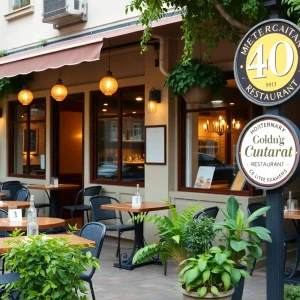 Outdoor view of Haji Baba restaurant celebrating 40 years