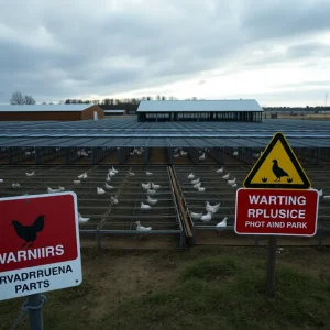 Empty chicken coops at Hickman Family Farms after avian influenza outbreak