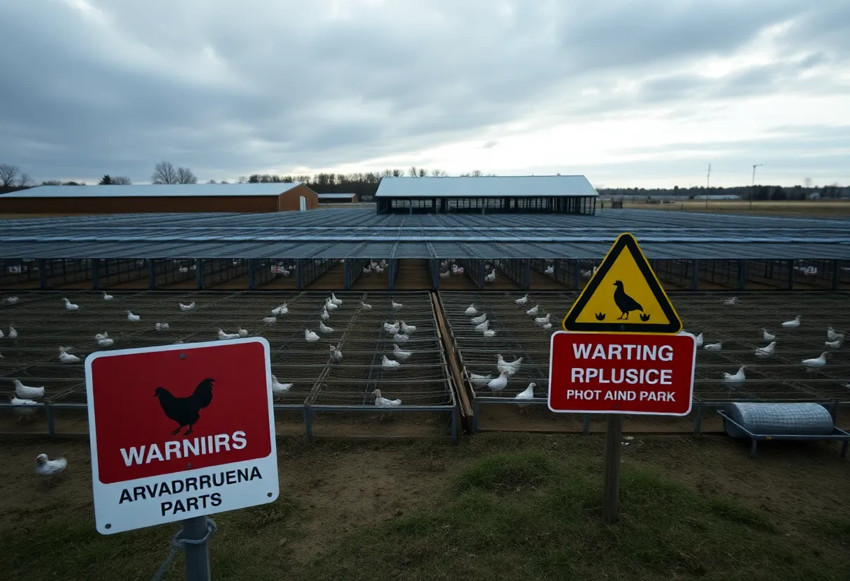 Empty chicken coops at Hickman Family Farms after avian influenza outbreak