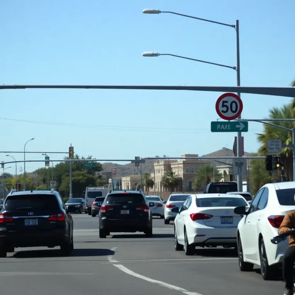 Traffic at the intersection of Cave Creek Road and Sweetwater Avenue in Phoenix