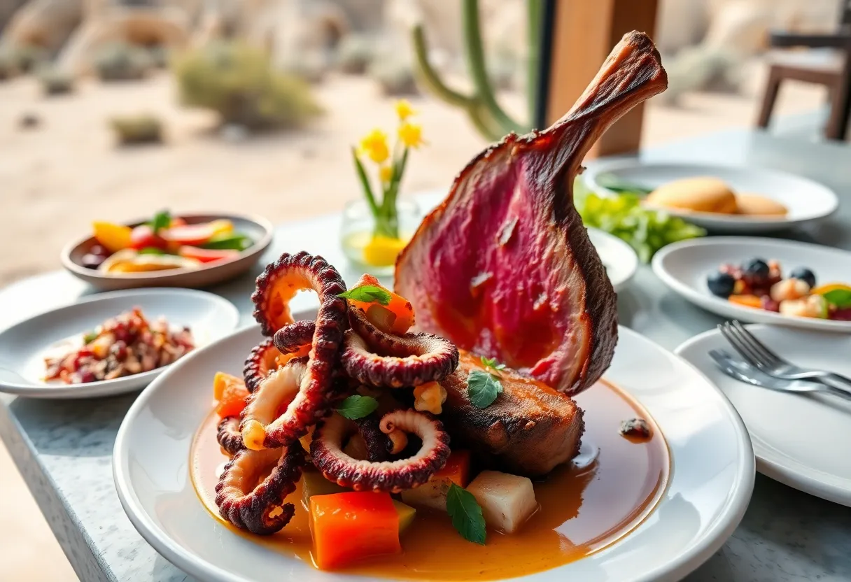 Spring menu dishes from Ocotillo restaurant in Phoenix, Arizona