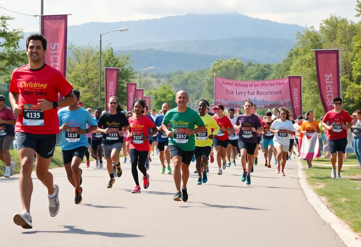 Participants running in Pat's Run event