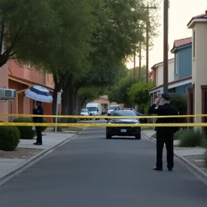 Police investigate a crime scene in a Phoenix alleyway.
