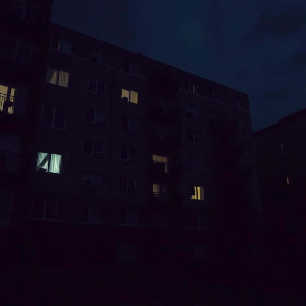 Urban apartment complex where a tragic incident occurred
