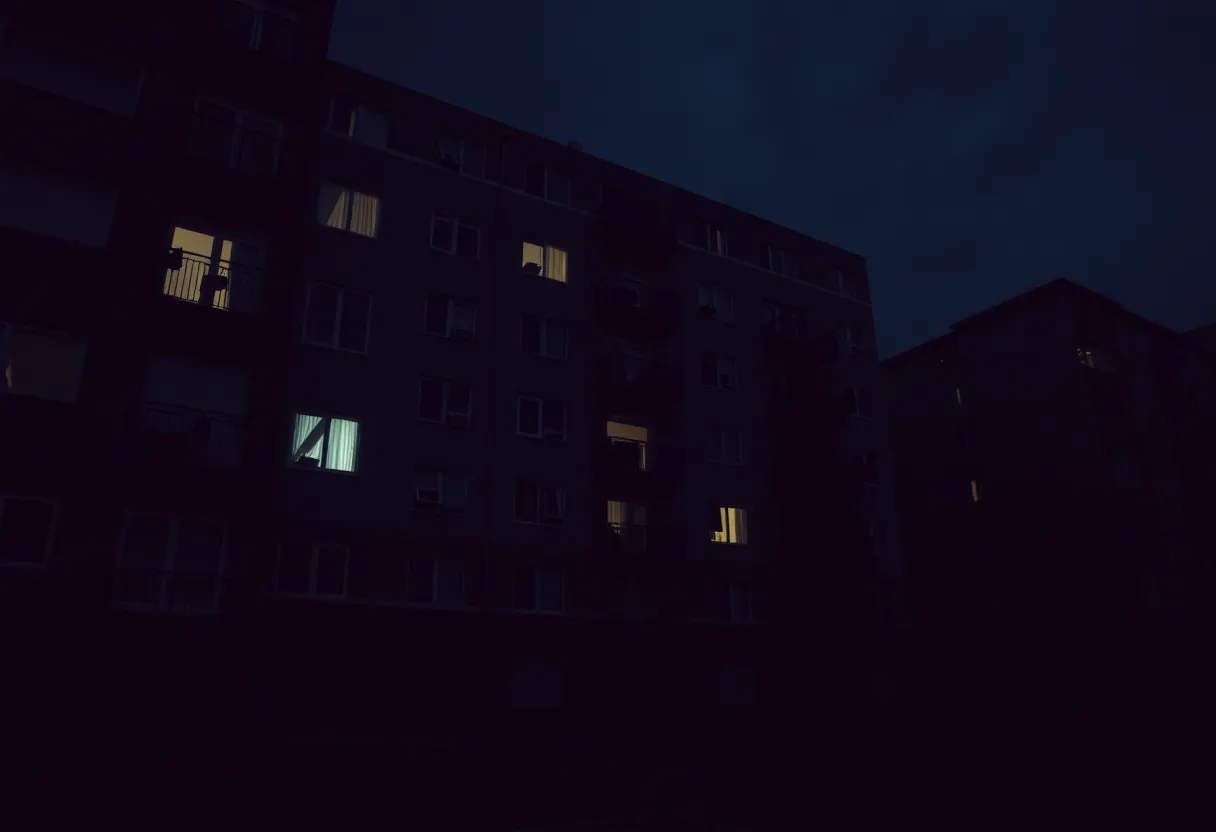 Urban apartment complex where a tragic incident occurred