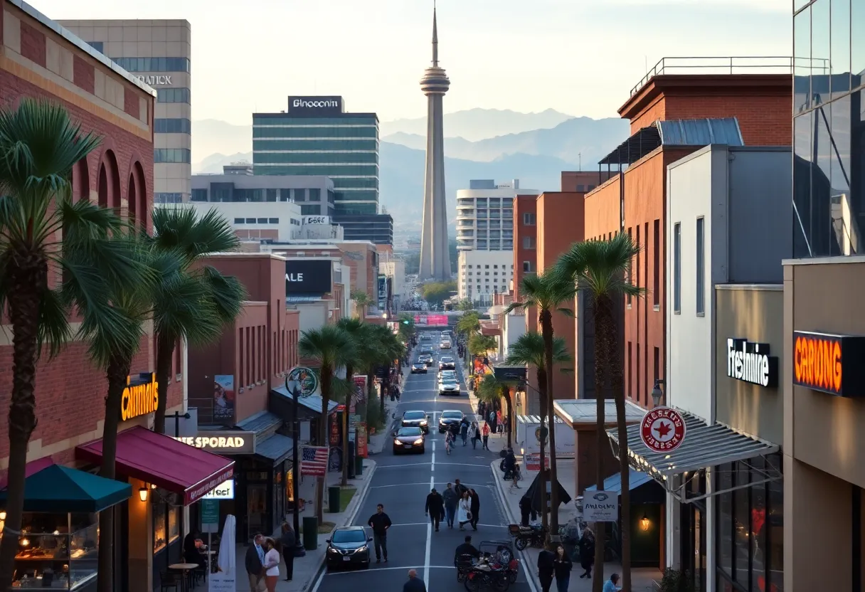 Business district in Phoenix showcasing various local enterprises.