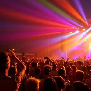Concertgoers enjoying live music at a large outdoor venue in Metro Phoenix.