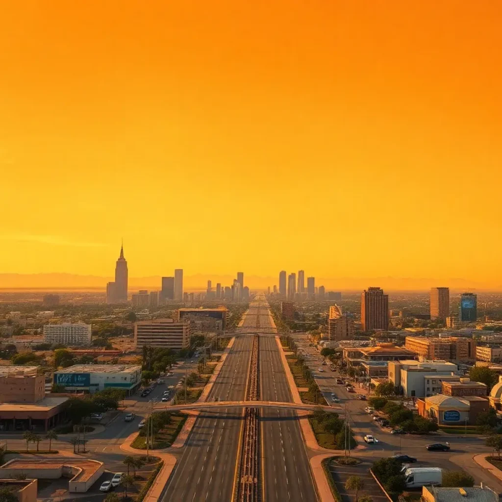 Cityscape of Phoenix, Arizona experiencing extreme heat
