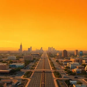 Cityscape of Phoenix, Arizona experiencing extreme heat