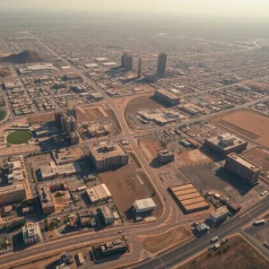 Aerial view of Phoenix displaying extreme heat effects