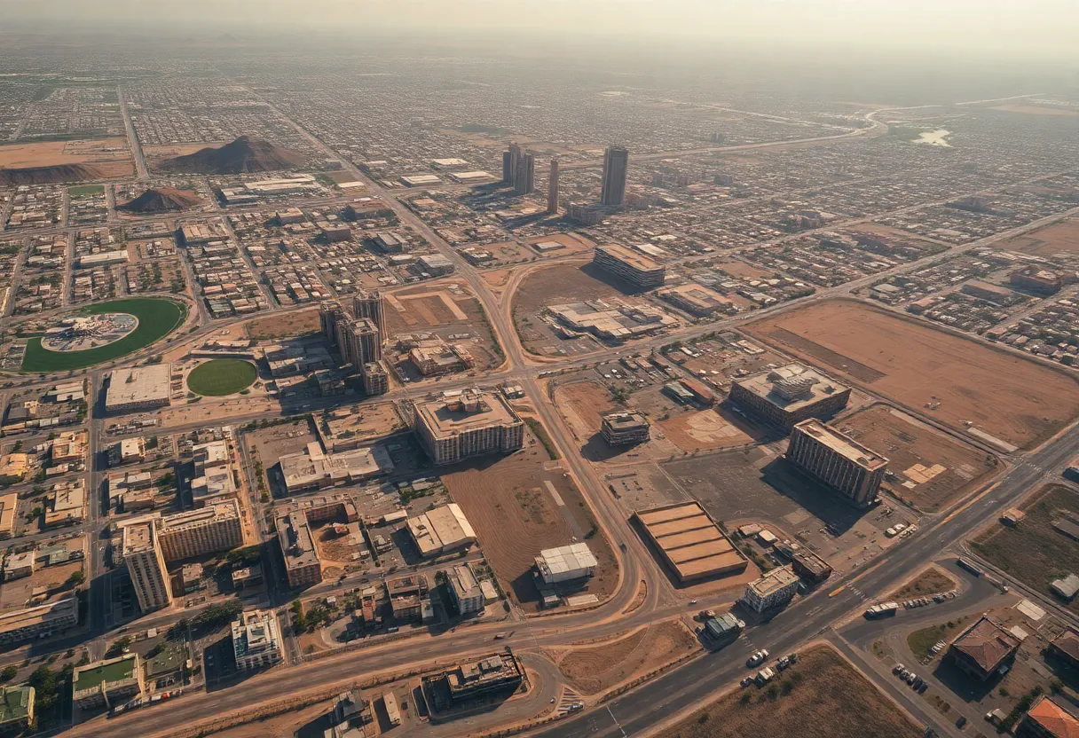 Aerial view of Phoenix displaying extreme heat effects