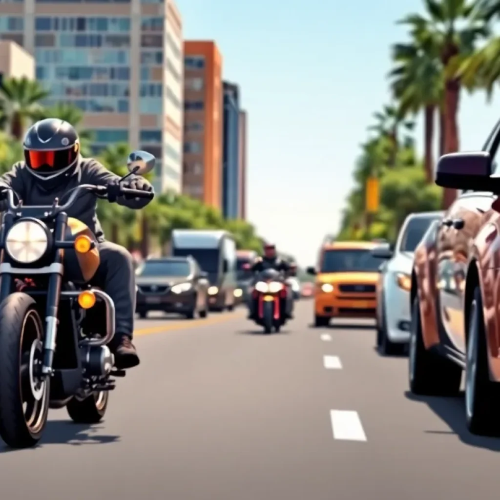 Motorcycle accident scene in Phoenix with emergency responders