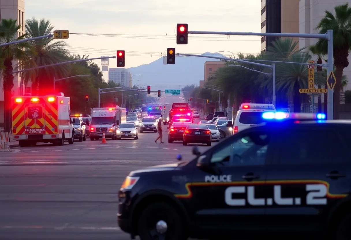 Emergency vehicles at the scene of a multi-vehicle crash in Phoenix.