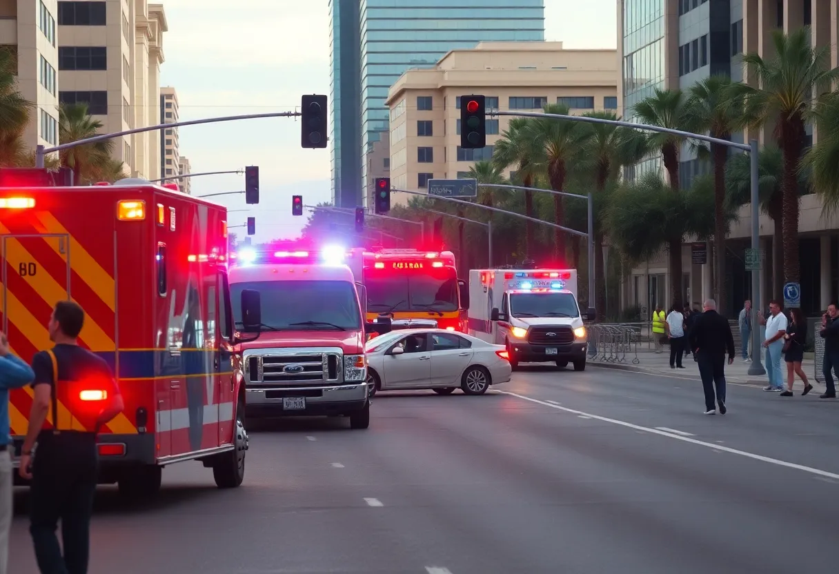 Emergency vehicles at the scene of a crash in Phoenix