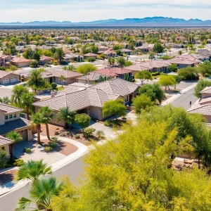 Suburban neighborhood in Phoenix with modern homes and greenery