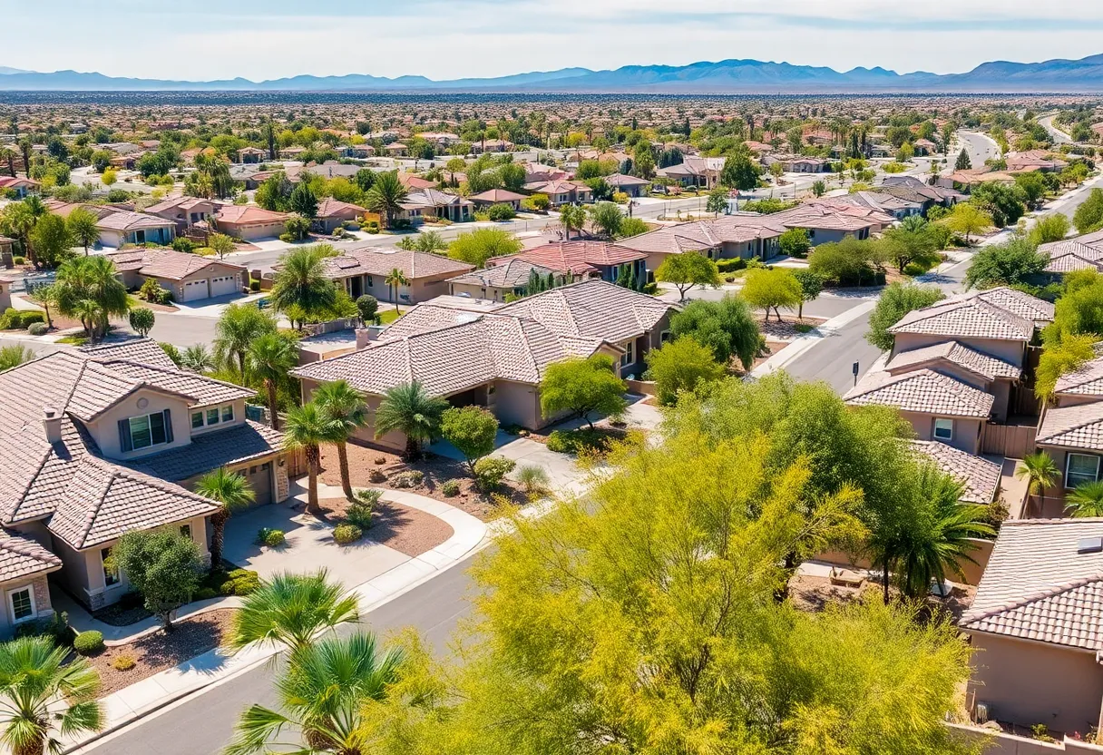 Suburban neighborhood in Phoenix with modern homes and greenery