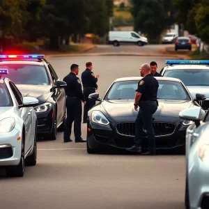 Police officers recovering stolen luxury vehicles in Phoenix