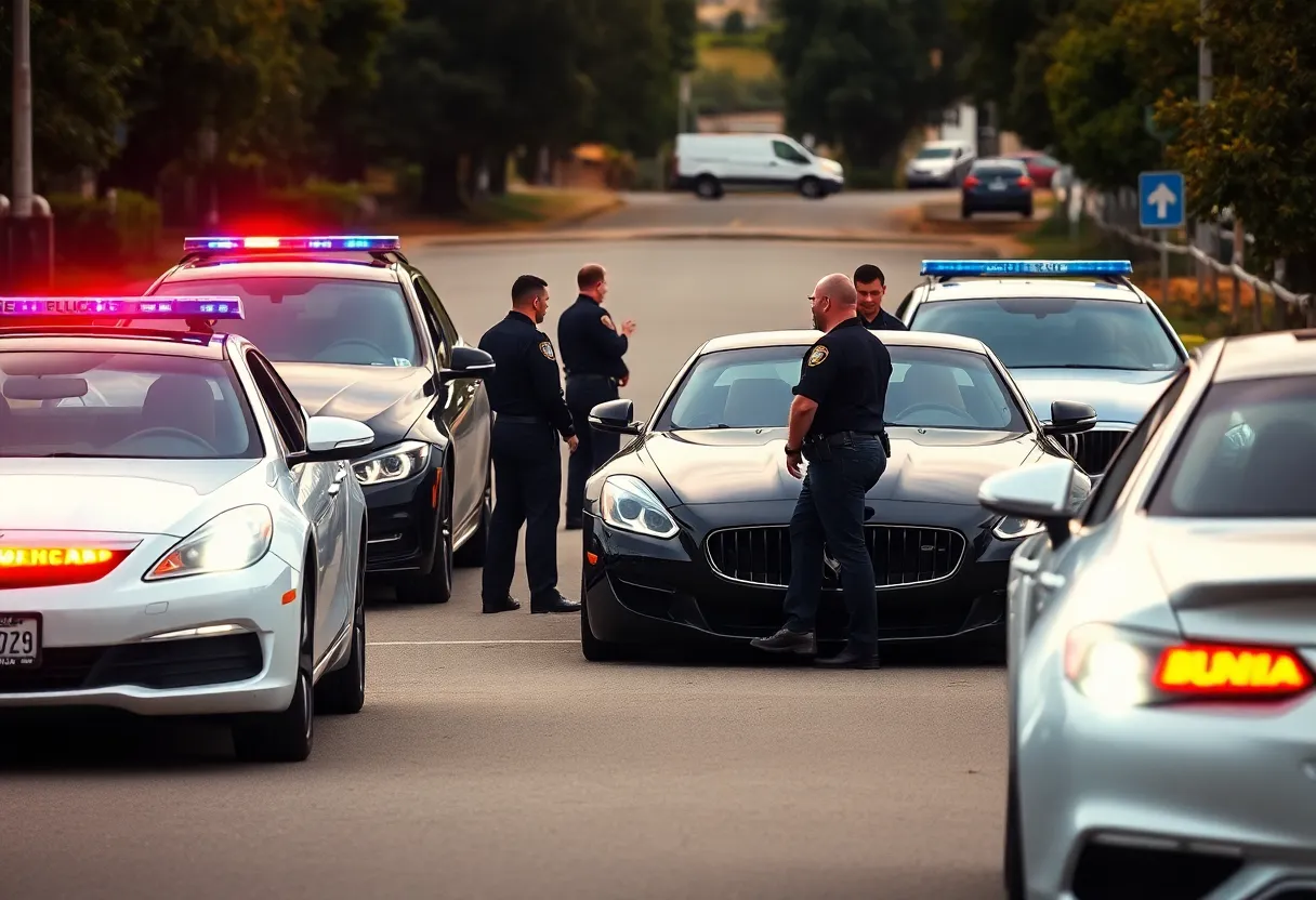 Police officers recovering stolen luxury vehicles in Phoenix