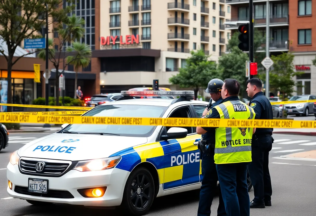 Police officers near a crime scene in Phoenix, Arizona