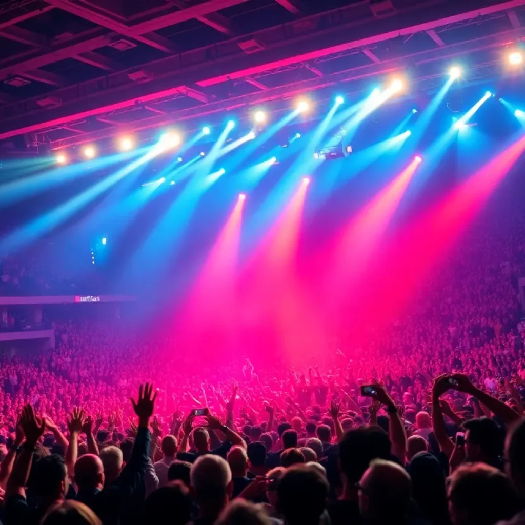 Crowd enjoying a concert at State Farm Stadium