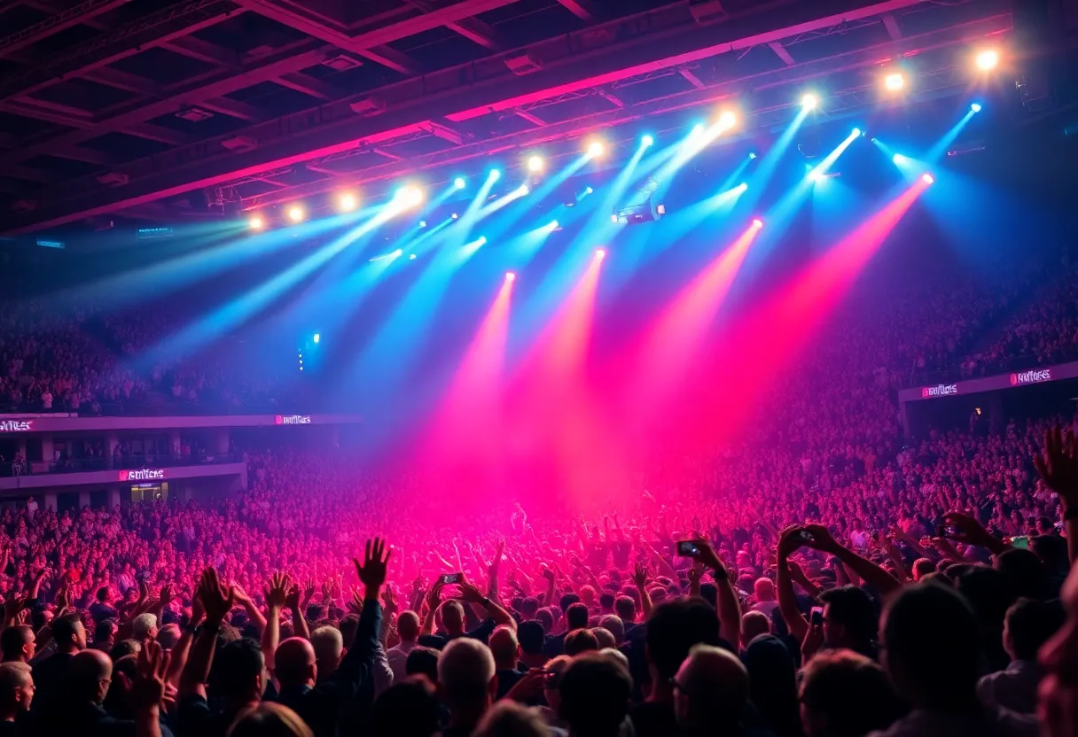 Crowd enjoying a concert at State Farm Stadium
