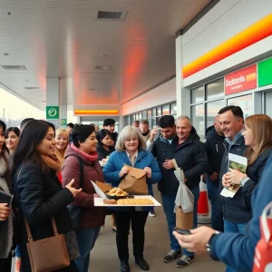 People celebrating at the new Sam's Club gas station opening in Tempe
