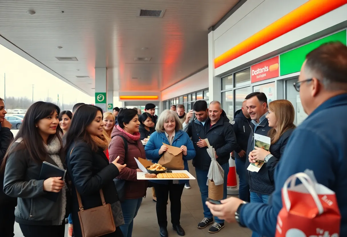 People celebrating at the new Sam's Club gas station opening in Tempe