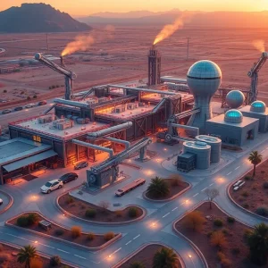 Artist's rendering of SoftBank's proposed AI robotics hub in Arizona